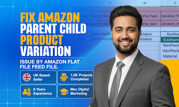 fix amazon variation listing issue or create parent child listing via flat file
