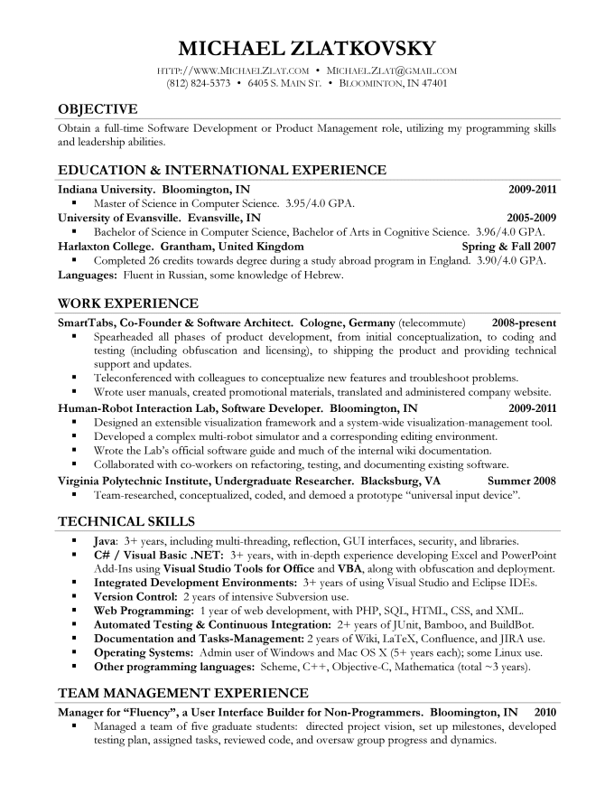 harvard resume template guide