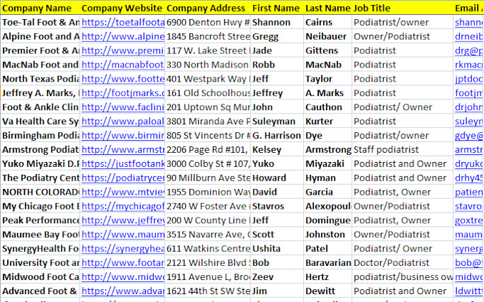 provide local business leads or small business owner email list, b2b sales leads
