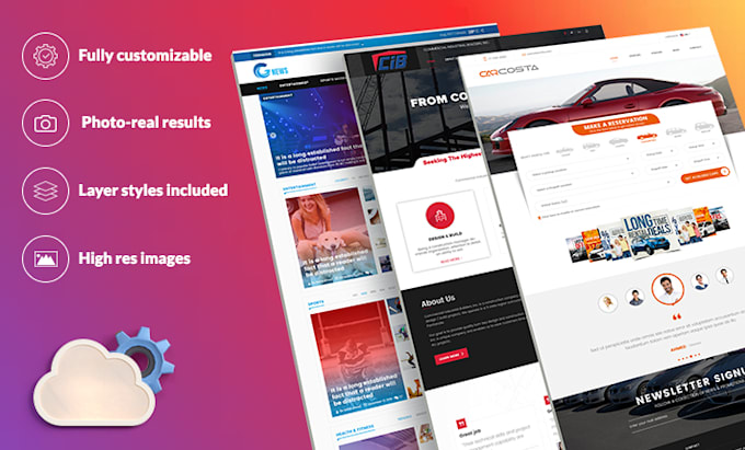 create PSD website mockup