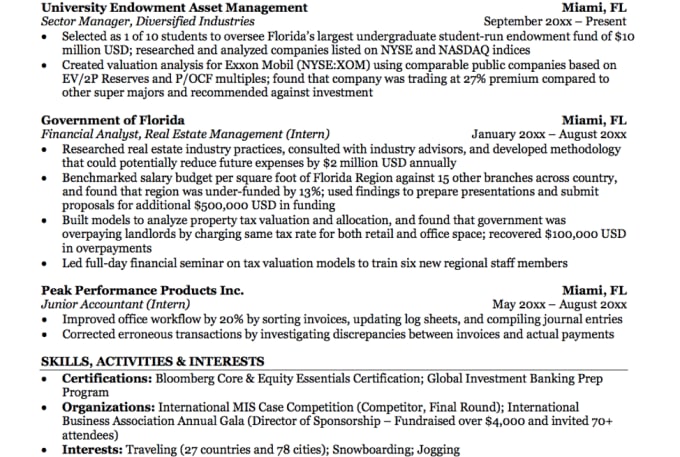 Help With Investment Banking And Private Equity Resumes By Carterdre