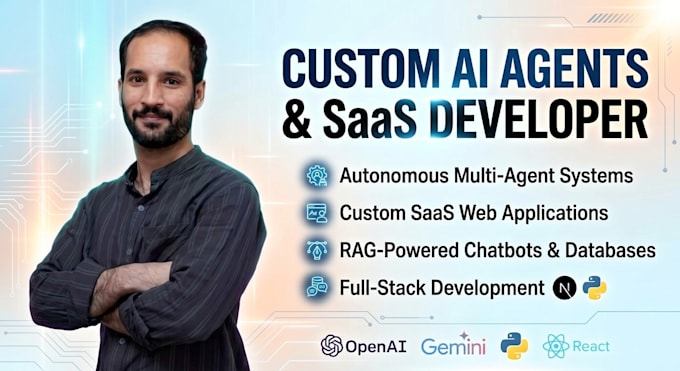 build custom ai agent, ai saas website or autonomous software