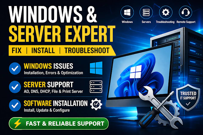 fix windows and server issues, ad, dns, rdp and installation