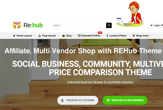 create affiliate, multi vendor website with rehub theme