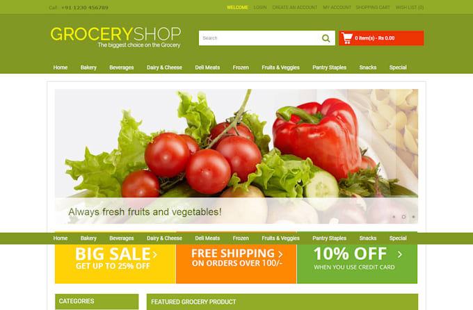 provide you grocery shop ecommerce website