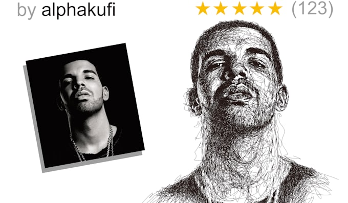 draw scribble art vector portrait