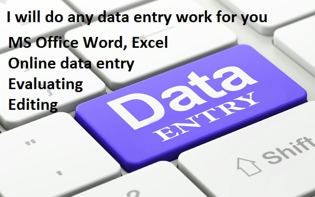 do any kind of data entry work for 4 hours