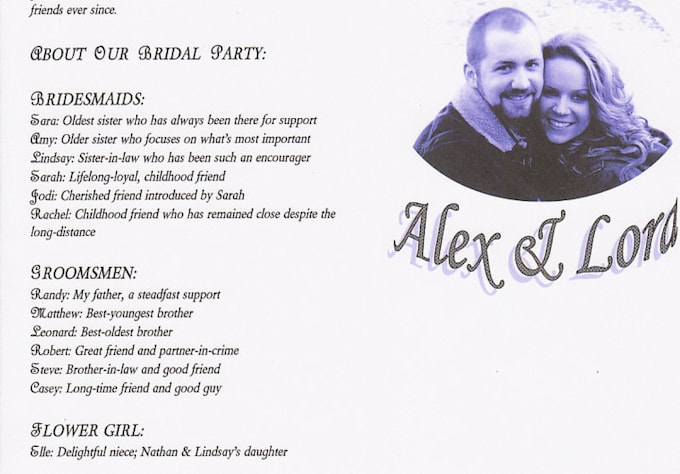 create a personalized WEDDING program template