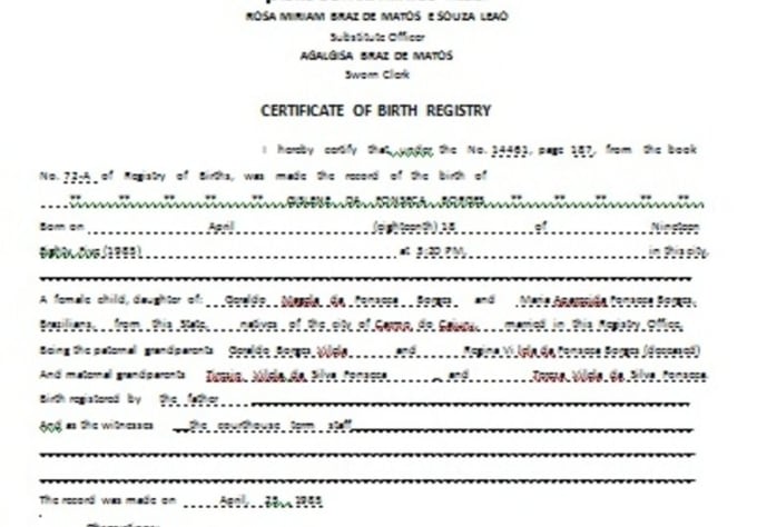 Translate your birth certificate from english to portuguese/ or