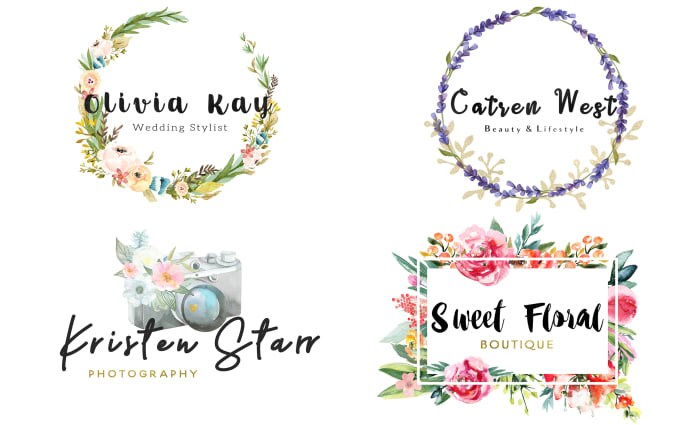 Design the flower logo in watercolor by Winnipooh | Fiverr