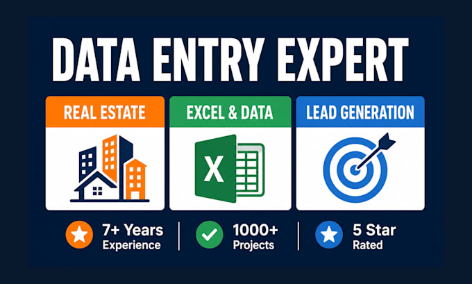 do excel data entry, web research, and lead generation for real estate