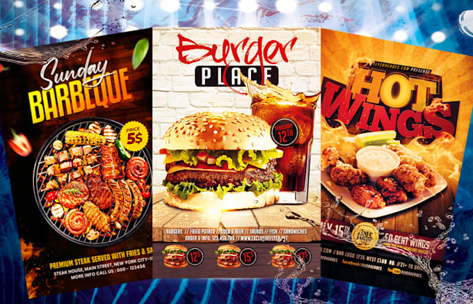 design fantabulous restaurant, food and promotional flyer