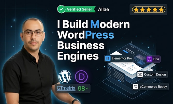 design a modern wordpress website using elementor pro or divi