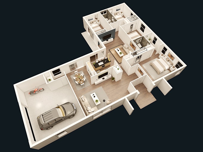 design and render interior, exterior by sketchup