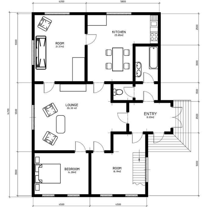 Create architectural floor plan, elevations on autocad by Amandarose0