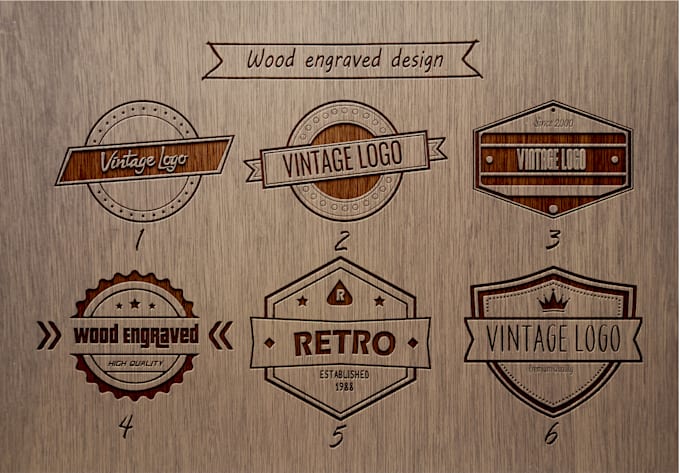 make you a vinatge logo with a wood engraved effect