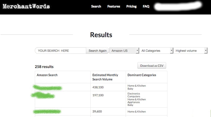 provide a deep search terms from merchantwords