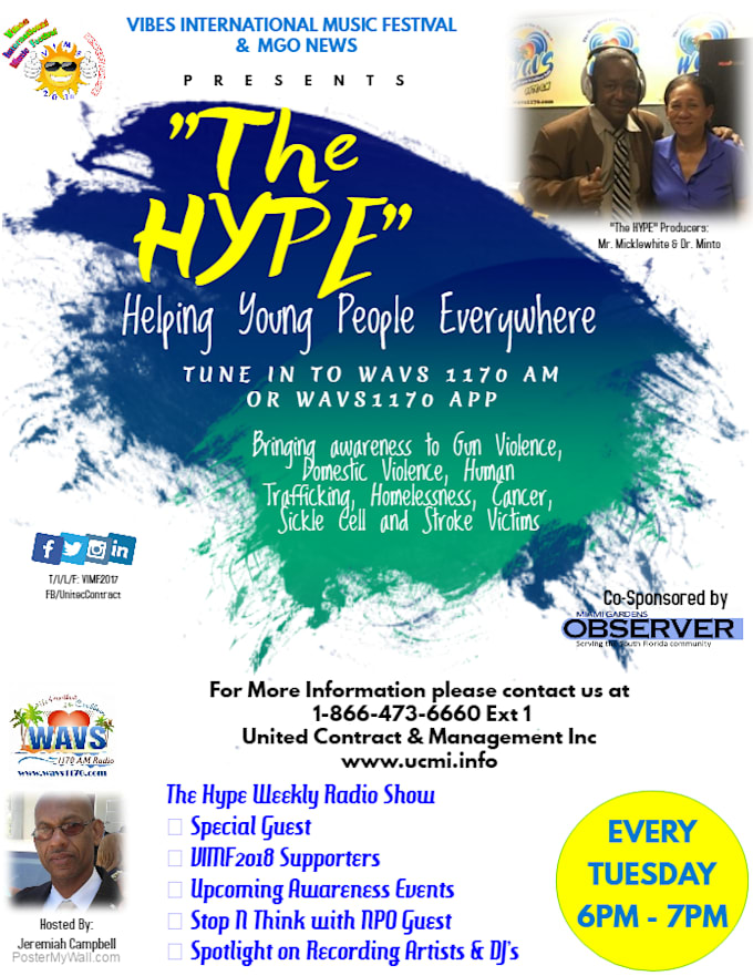 promote you on live radio show Every Tuesday