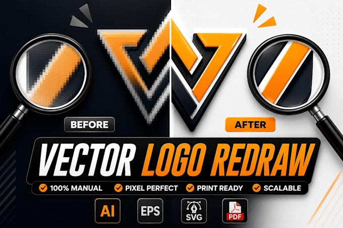 redraw, vectorize and convert logo to vector in illustrator