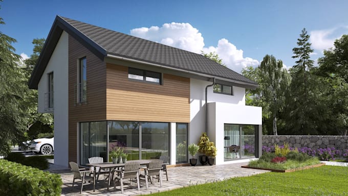 design and render 3d exterior for your house, building