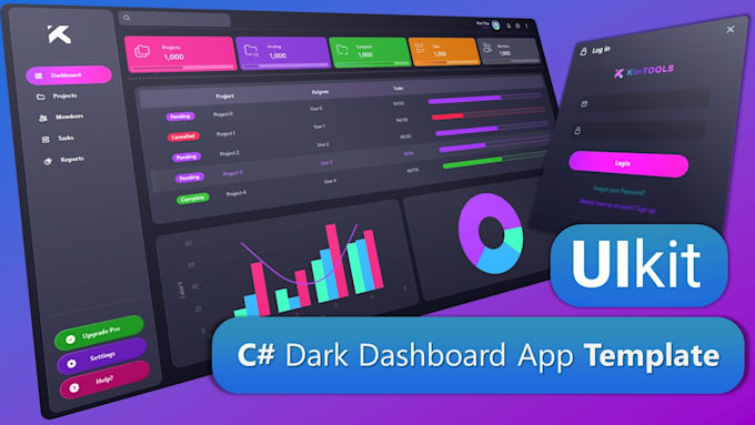 create a beautiful modern desktop app using kimtools, bunifu