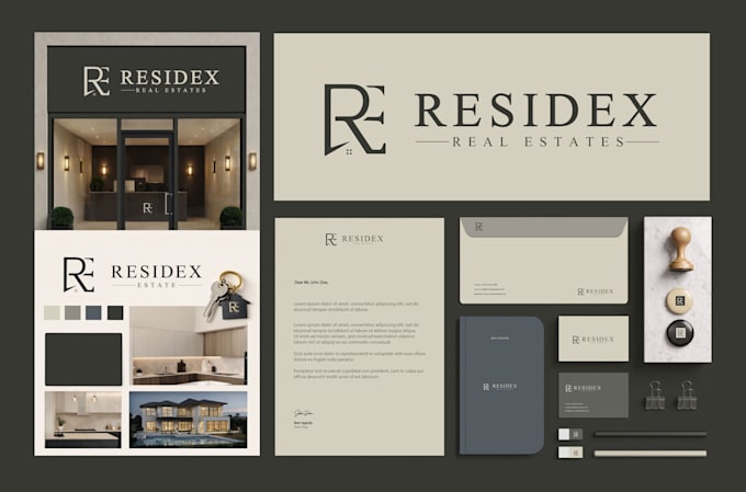 do minimalist realtor real estate logo, branding, brand kit or brand style guide