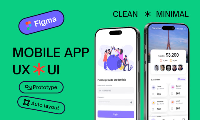 design minimal figma mobile app UI UX and prototype