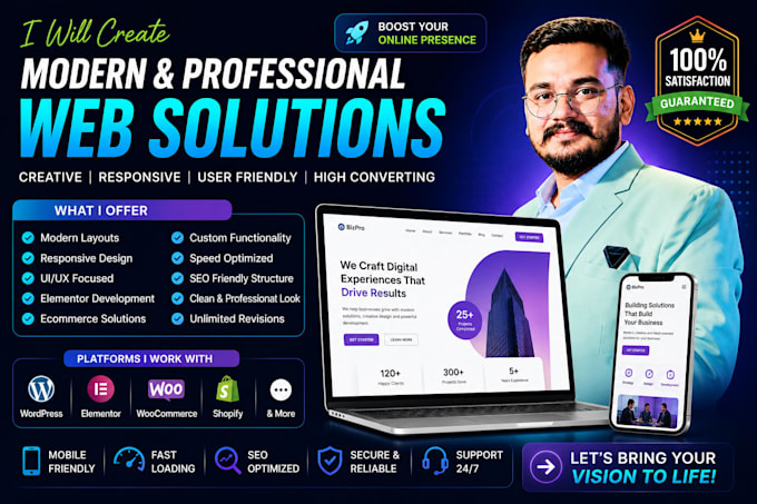 design premium, custom wordpress and elementor landing pages