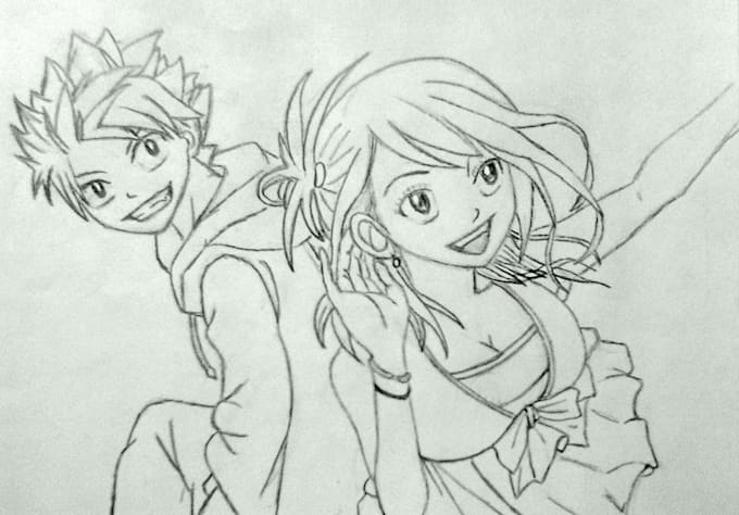 sketch you as a Manga style character and caption