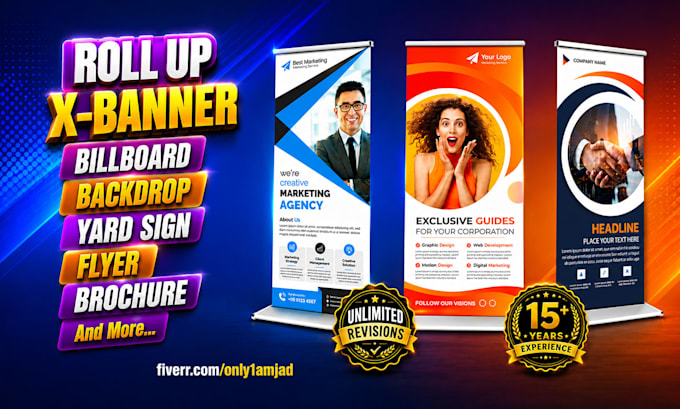roll up banner, billboard, signage and backdrop design