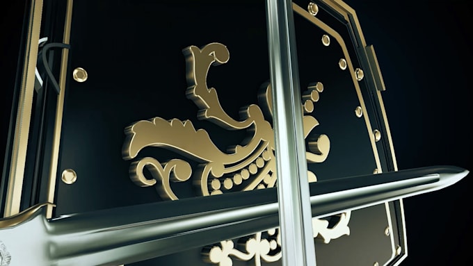 create 3d logo animation video intro shield and sword
