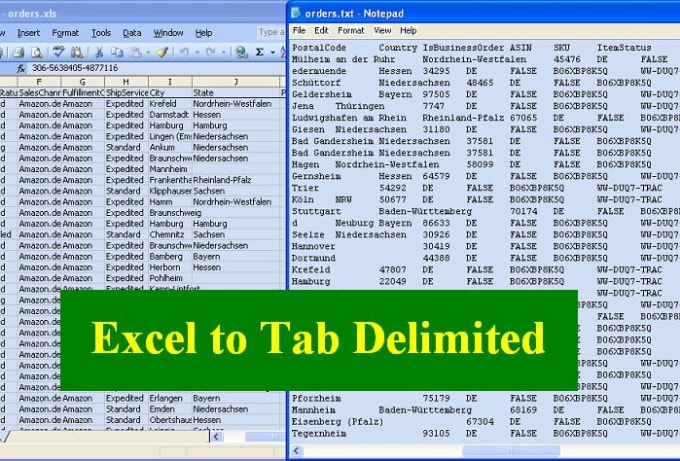 convert delimited text file to excel