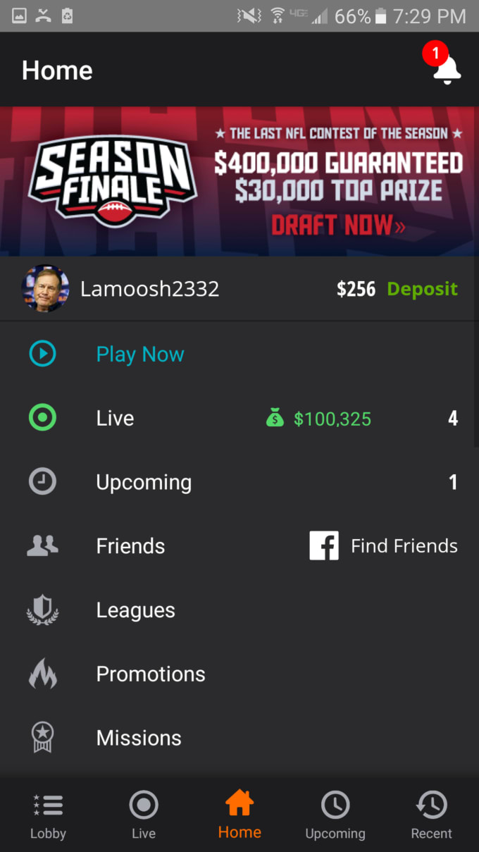 Give daily fantasy sports lineups for fanduel and draftkings by
