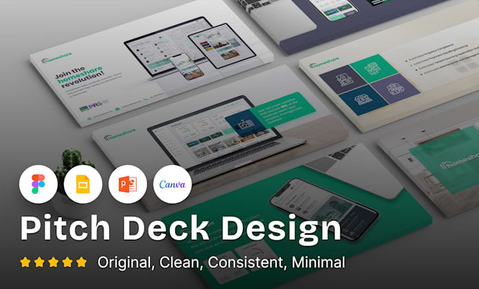design presentation pitch in figma, PPT, google slides, canva