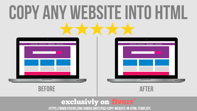 Copy website in html template by Iamgoldnotepad | Fiverr