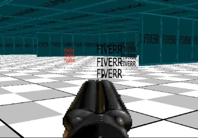 create a Three dimensional shooter game with the enemies and background you draw