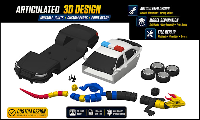 do 3d printing design and repair stl, obj and 3mf files
