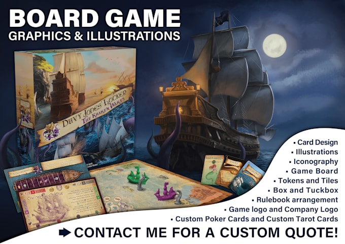draw illustrations and graphic design for board game, cards, tarot