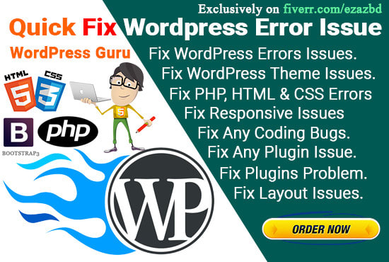 fix wordpress issues or fix wordpress error