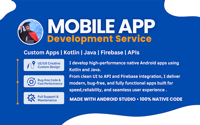 develop a professional native android app in kotlin or java