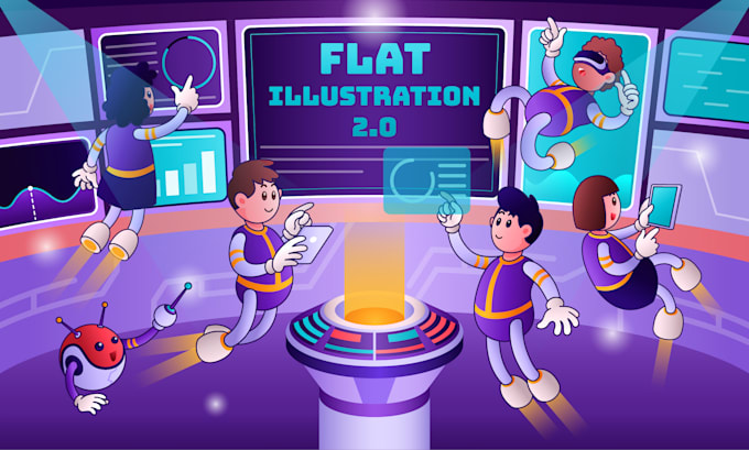 design flat dribbble illustration style for website and apps