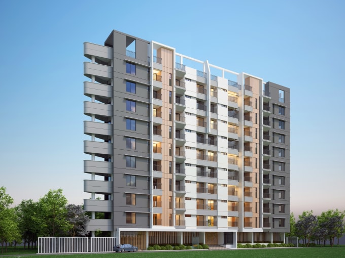design modern apartment plan, residential building,rendering