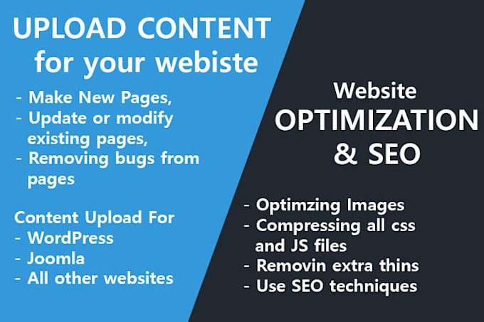 customize your website, upload content and optimize website