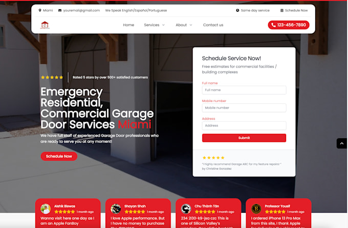 create a premium garage door website, garage door landing page for you