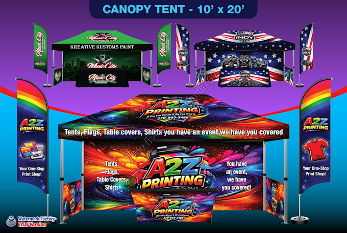 create print ready canopy tents, flags and table covers for print shops