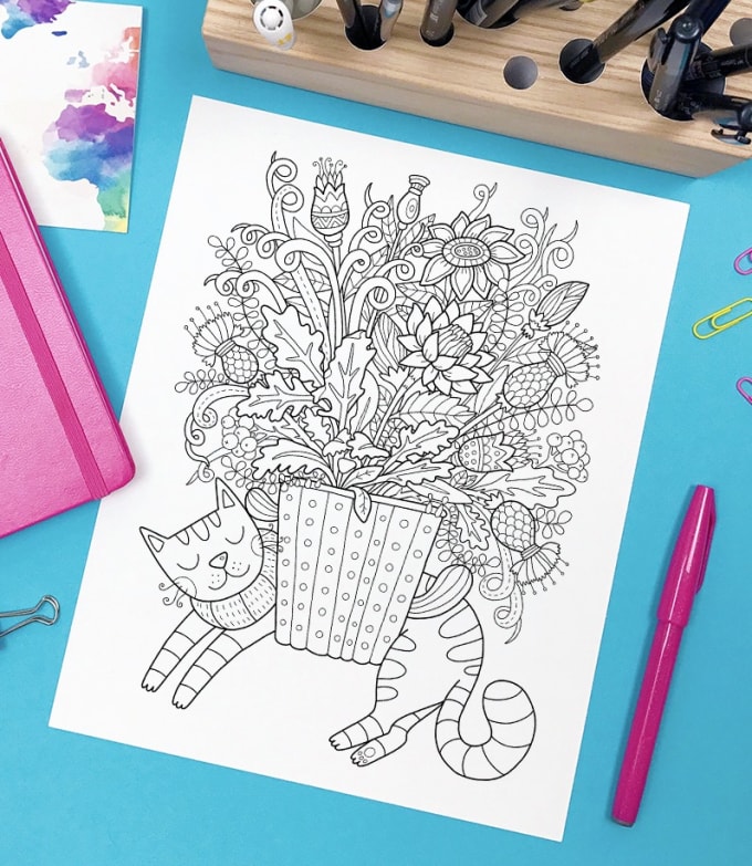 Draw a stunning coloring book page by Natstory Fiverr