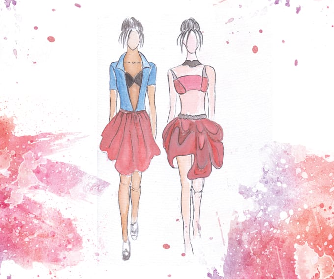 Draw watercolor fashion sketch and illustration by Rubeldurlov | Fiverr