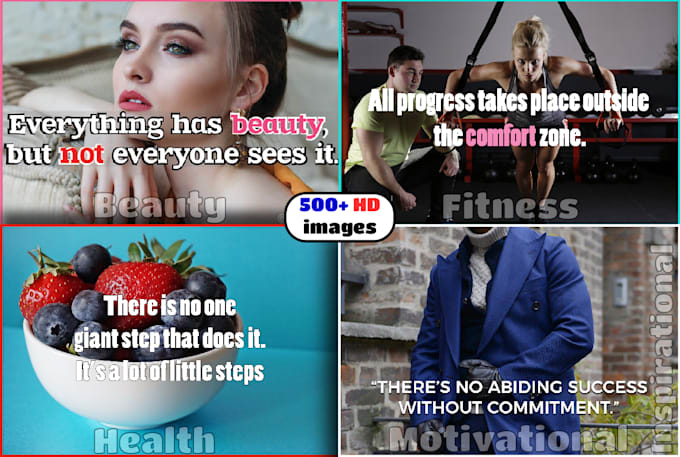 do 1000 beauty motivational health fitness quotes with logo