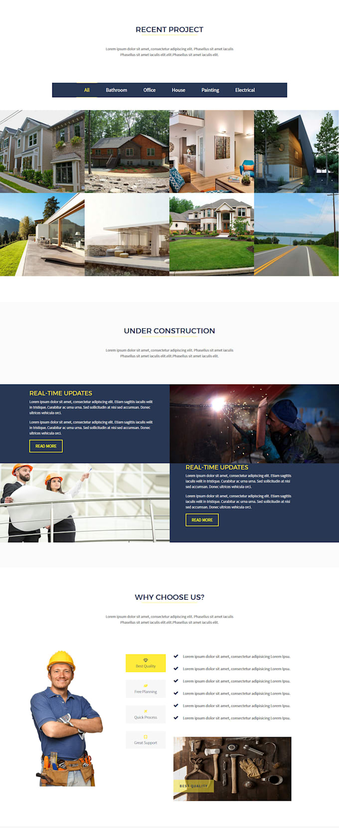 create a responsive construction service website