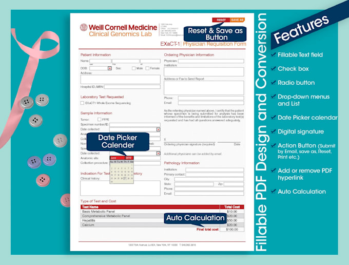design fillable PDF form or create fillable pdf form